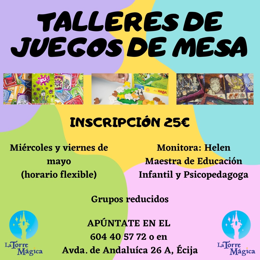 Abrimos la inscripción para nuestros talleres de juegos de mesa 👏🎉

En esta ocasión contaremos con nuestra querida <a href="/helengln87/">Helen Rodríguez</a> como monitora 😍 

Si nos ayudáis con la difusión estaríamos super agradecidos ☺️

#latorremagica #talleresdejuegosdemesa #talleresdejuegos #ABJ