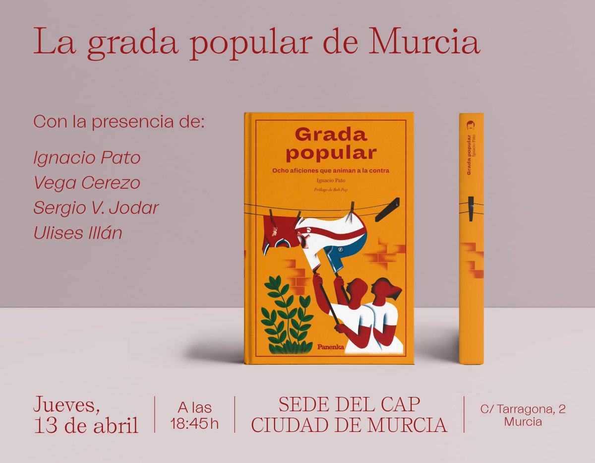 CiudadDeMurcia's tweet photo. Lectura #GradaPopular
PRESENTACIÓN | 📖
Mañana jueves 13 de abril, a las 18:45 h, con la colaboración de @librostraperos y @FASFEaficion os invitamos a la presentación de Grada Popular, libro de @ipatolorente, en nuestra sede antes de la asamblea. https://t.co/oCJ6QwYj3K