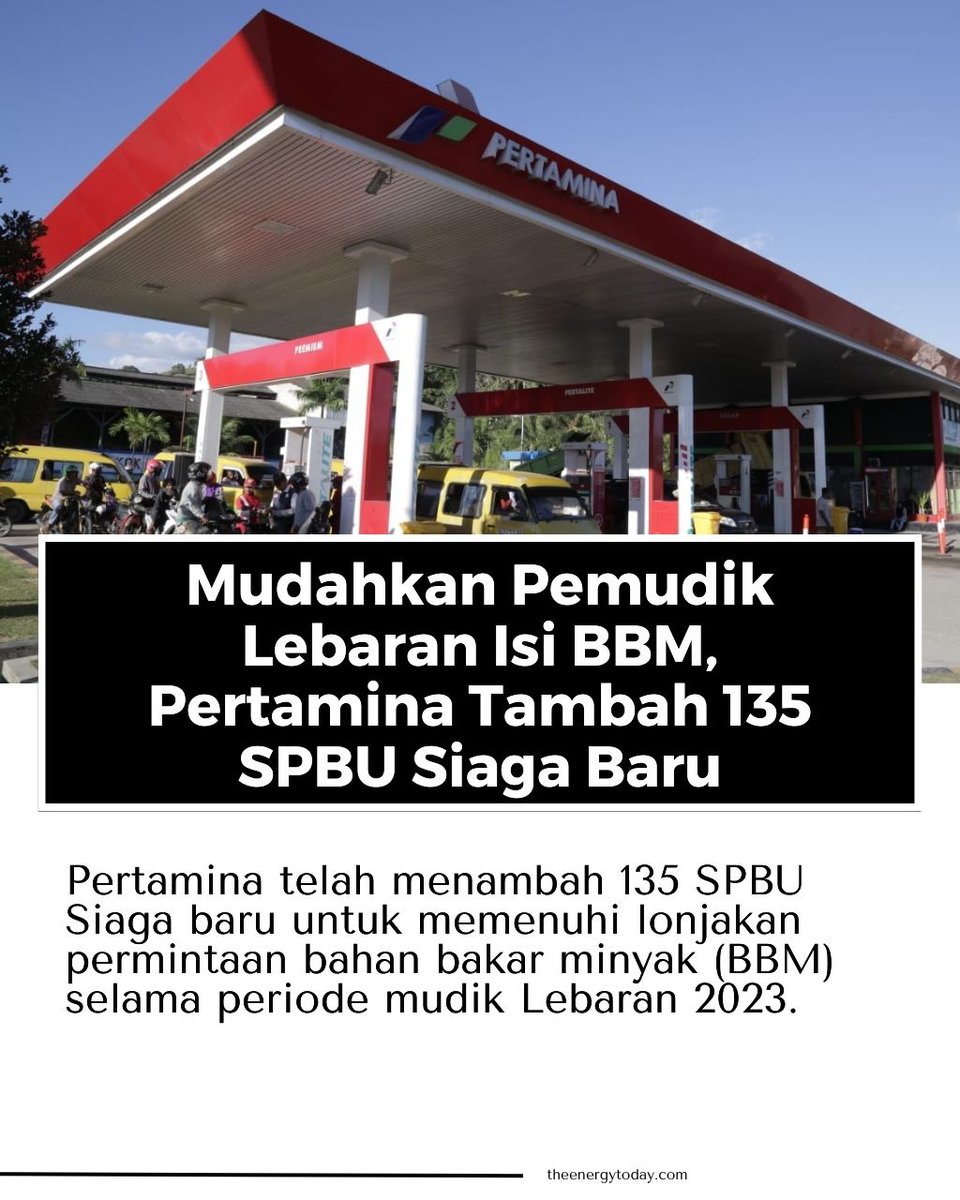 Terbaik!
Pertamina menambah 135 SPBU siaga baru selama periode mudik lebaran 2023 untuk memudahkan pemudik dalam mendapatkan BBM.
<a href="/pertamina/">PERTAMINA</a>
@KemenBUMN
#Pertamina
#EnergyToday
#EnergyTodayID
#TheEnergyToday
#MudikLebaran2023
#MudikLebaran
#Lebaran2023
#IdulFitri1444H
