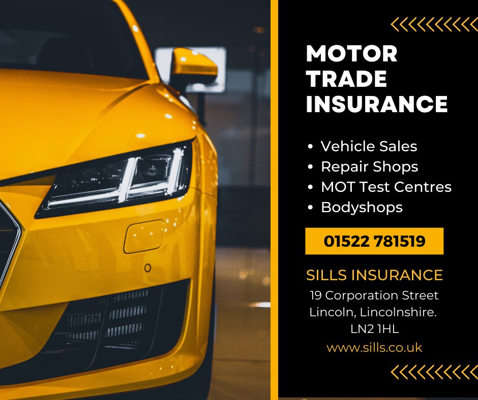 SillsInsurance's tweet image. Looking for Motor Trade Insurance?
Motor trade insurance is a complex set of covers, it provides comprehensive cover for motor traders, so it’s very important that you deal with knowledgeable experienced people. call 01522 527232 or visit us online at sills.co.uk
