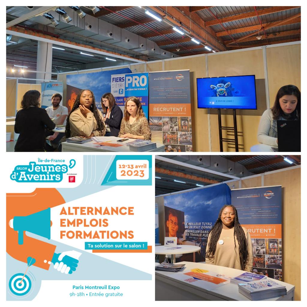 connexience's tweet image. C'est parti pour l'édition 2023 de @JeunesdAvenirs ! Rdv au stand H9 pour tout savoir sur les #métiers des #travauxpublics aux côtés de @sadecgth @GroupeFayat @Bouygues_C la @FRTPIDF la @FNTP_info et du @CFMBTPTrappes !