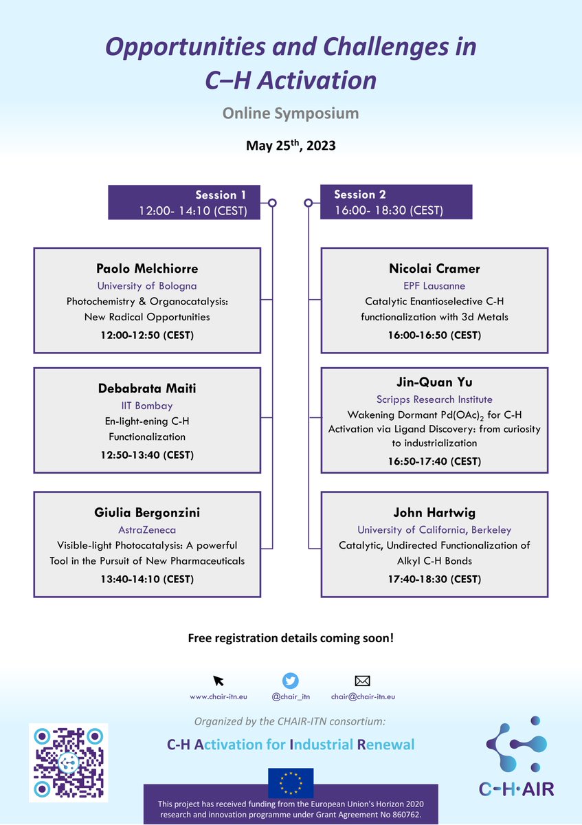 📢 Save the date! Join us for #OCCHA2023 - Opportunities and Challenges in C-H Activation – online symposium on 25th May 2023, featuring a panel of international experts in the field. Stay tuned for additional details! #chemtwitter #CHActivation #OnlineSymposium