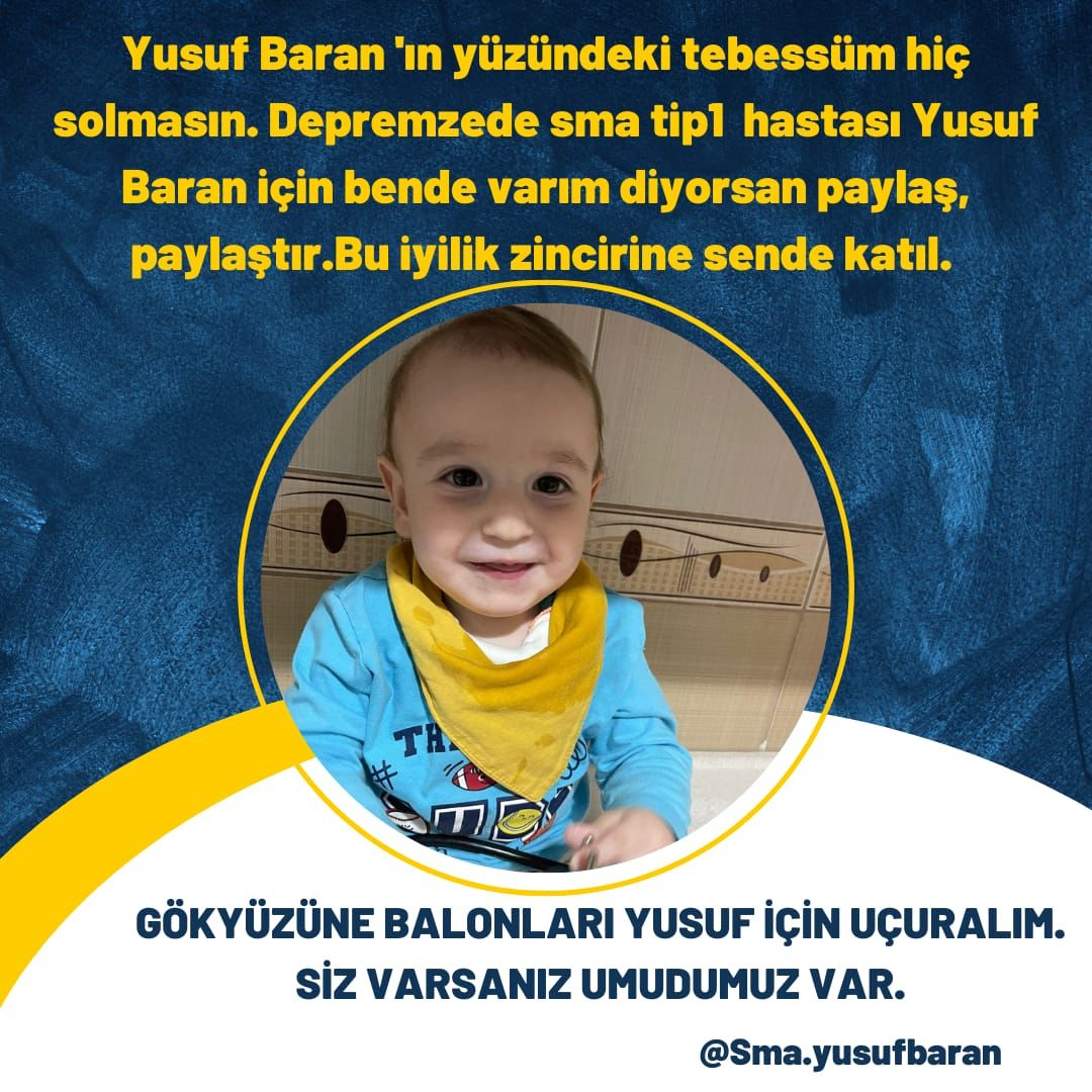 Yusuf Baranın Yüzündeki Tebessüm Hiç Solmasın…

Depremzede Sma Tip1 Hastası Yusuf Baran İçin Bende Varım Diyorsan Paylaş Paylaştır Bu İyilik Zincirine Sende Katıl💙💙
#KohLanta 
#Bitcoin 
#DogrusuAkParti 
#Binance