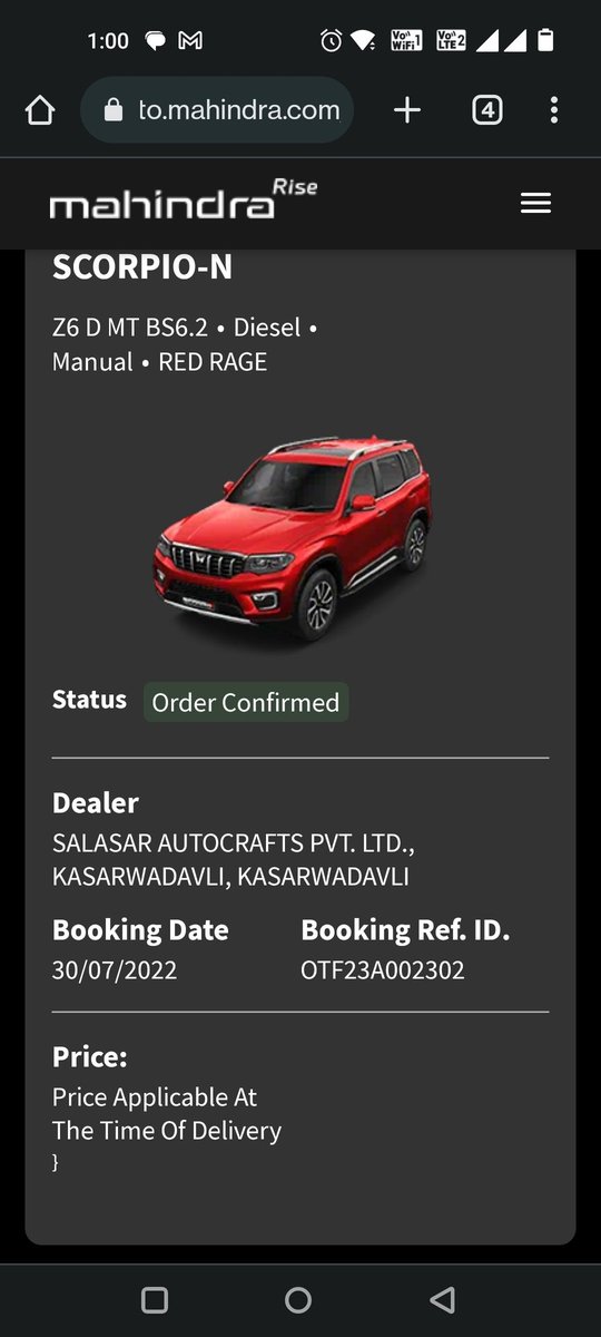 sujugog's tweet photo. @18002096006 @MahindraScorpio 
Not seeing any progress update on
Scorpio N booked.
Plz arrange to provide early delivery. https://t.co/D38wQXkdlG