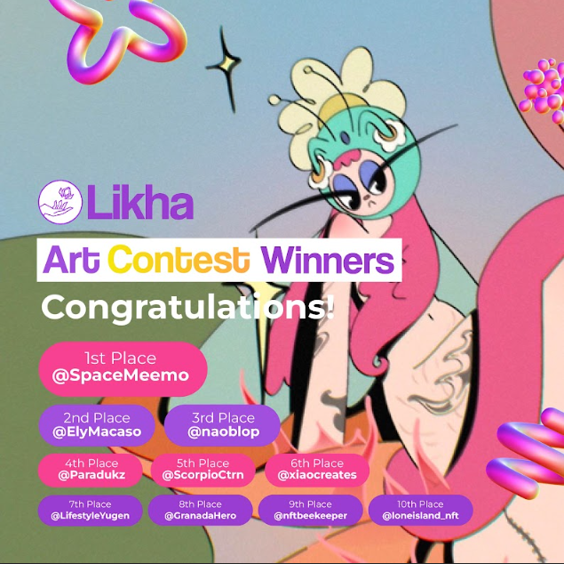 A big congrats to all the winners of our contest! 
Thank you to everyone who participated for all your beautiful pieces &amp; for your support.✨

 @SpaceMeemo <a href="/ElyMacaso/">Ely Macaso 🐉 $MON -BULAK-</a> <a href="/naoblop/">suijin</a> @Paradukz  <a href="/ScorpioCtrn/">Scorpio</a> <a href="/xiaocreates/">xiao🔺</a> @LifestyleYugen <a href="/GranadaHero/">Hero Granada 🇵🇭 NFTNYC25</a>  <a href="/nftbeekeeper/">donn_ender 🐝🐝🐝</a> <a href="/loneisland_nft/">Lone Island | The Boy General NEW DROP!</a> 
👏👏