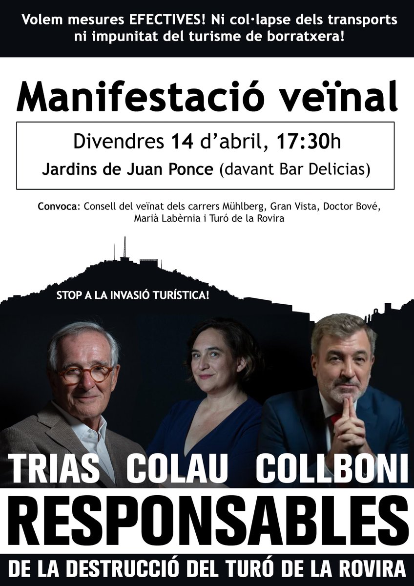 ConsellVeinalTR's tweet photo. 👍Hem aconseguit que s'aturin les festes privades, però encara queda molt per a desturistificar les bateries i recuperar-les per al veïnat de Barcelona. Per això cal seguir exigint-ho, tots plegats, als carrers.

📢Aquest divendres 14, a les 17:30H, als Jardins Juan Ponce! https://t.co/fIuNQ9Fueb