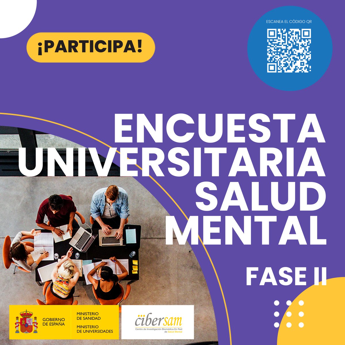 UniversidadGob's tweet image. ⭕️ Desde @sanidadgob y @UniversidadGob, en colaboración con @CIBER_SAM, realizamos la 2ª encuesta para conocer los problemas de salud mental que existen dentro del estudiantado universitario.

Si eres estudiante universitario/a, ¡participa en la fase 2! encuestas.uv.es/index.php/4343…