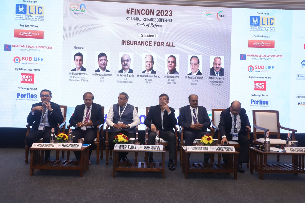 ficci_india's tweet photo. Session 1 on ‘Insurance for All’ begins at #FINCON2023, Mumbai. https://t.co/rIWuJzyMhZ