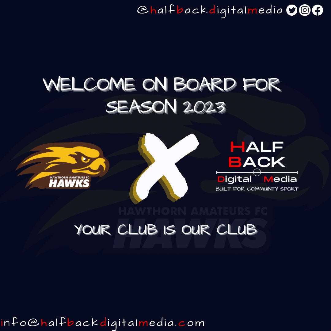 Halfbackdigital's tweet image. We are excited to welcome on board @HawthornAFC for 2023!

Half Back Digital Media will be filming all of the Hawks senior games the upcoming VAFA HQ season!

We look forward to working with Hawthorn in building a strong working relationship.