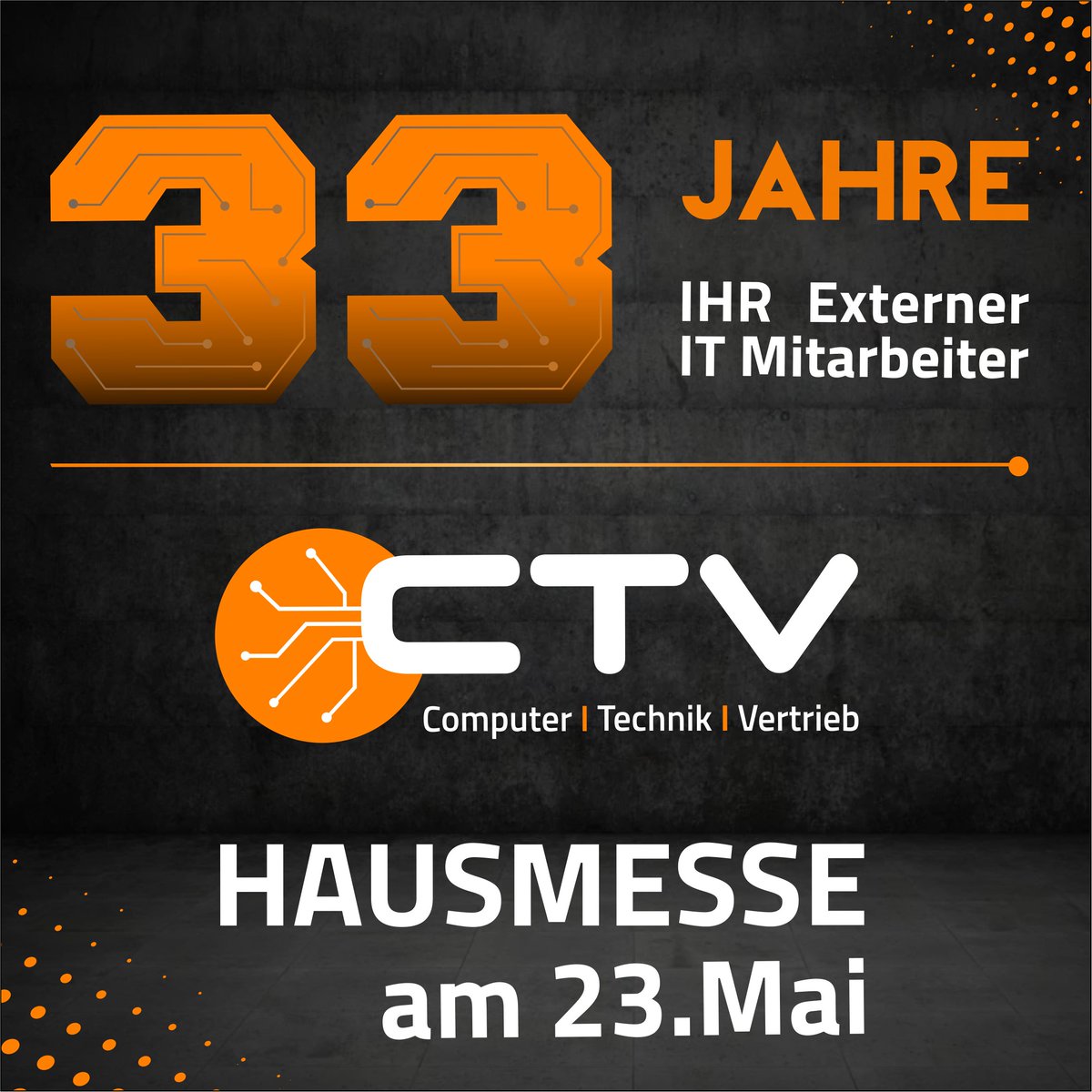 CTVZwickau's tweet photo. 🤩 Am 23. Mai 2023 findet unsere Hausmesse in der Muldentalhalle Wilkau-Haßlau statt. 💪 Termin vormerken!

#ctv #ctvzwickau #computer #technik #vertrieb #it #hausmesse #neueperspektiven #optmieren #ohneitinfrastrukturgehtnichts #muldentalhalle #wilkauhasslau https://t.co/zePurfP82a