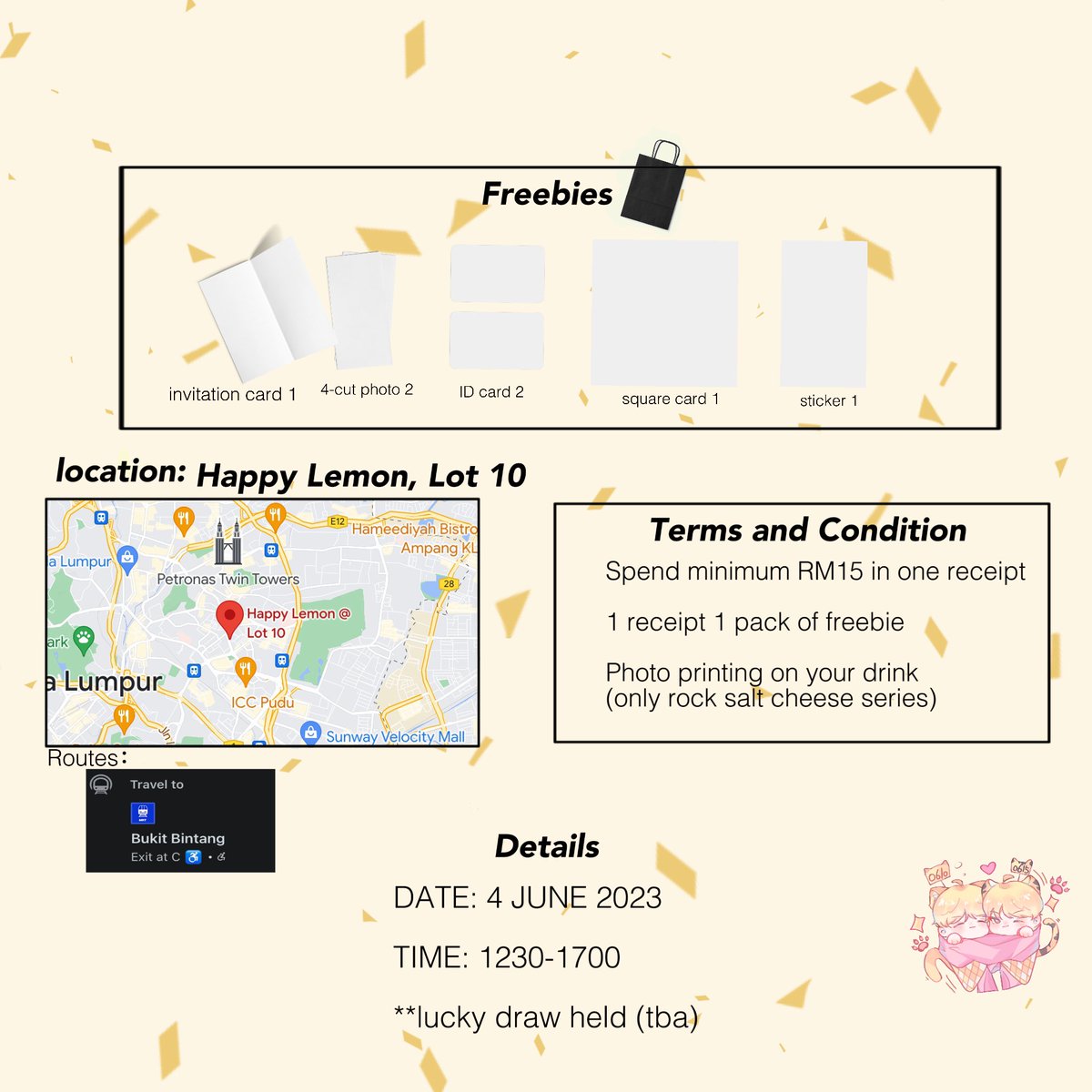 FelineBirthday's tweet photo. 𝐅𝐞𝐥𝐢𝐧𝐞 𝐁𝐢𝐫𝐭𝐡𝐝𝐚𝐲 𝐏𝐫𝐨𝐠𝐫𝐚𝐦𝐬🐱🐯

🇲🇾cupsleeve event

🗓️4th JUNE 2023 (Sunday)
🕥12noon-5pm
📍Happy Lemon, Lot 10

#FelineBirthdayProgram_HappySoonHuiDay https://t.co/C5I8IjHfBp