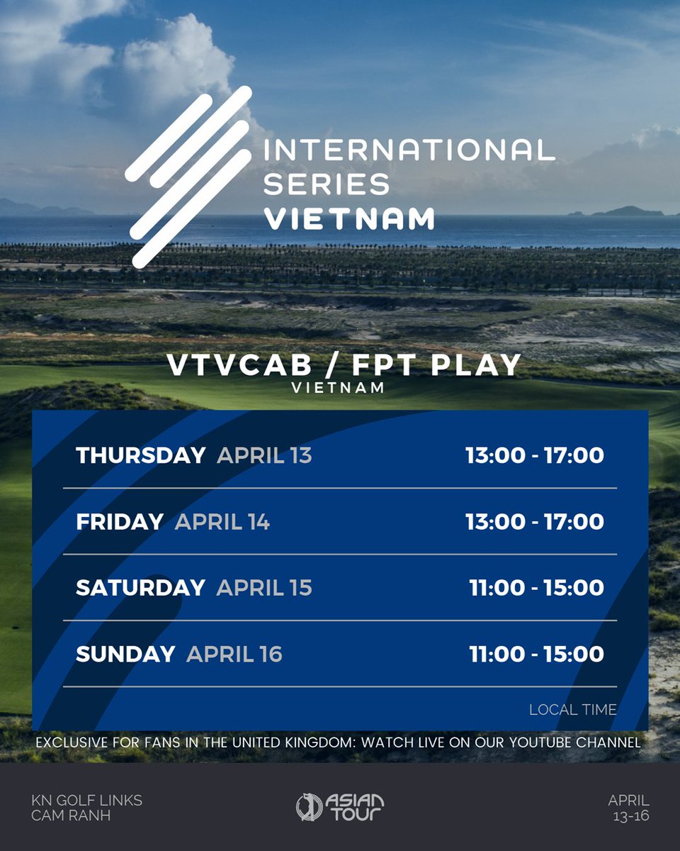 The 𝗜𝗻𝘁𝗲𝗿𝗻𝗮𝘁𝗶𝗼𝗻𝗮𝗹 𝗦𝗲𝗿𝗶𝗲𝘀 𝗩𝗶𝗲𝘁𝗻𝗮𝗺 gets underway at the <a href="/LinksKn/">KN Golf Links</a> tomorrow ⛳

Watch it live from where you are: linktr.ee/asiantourgolf 

#InternationalSeries #ISvietnam #whereitsAT