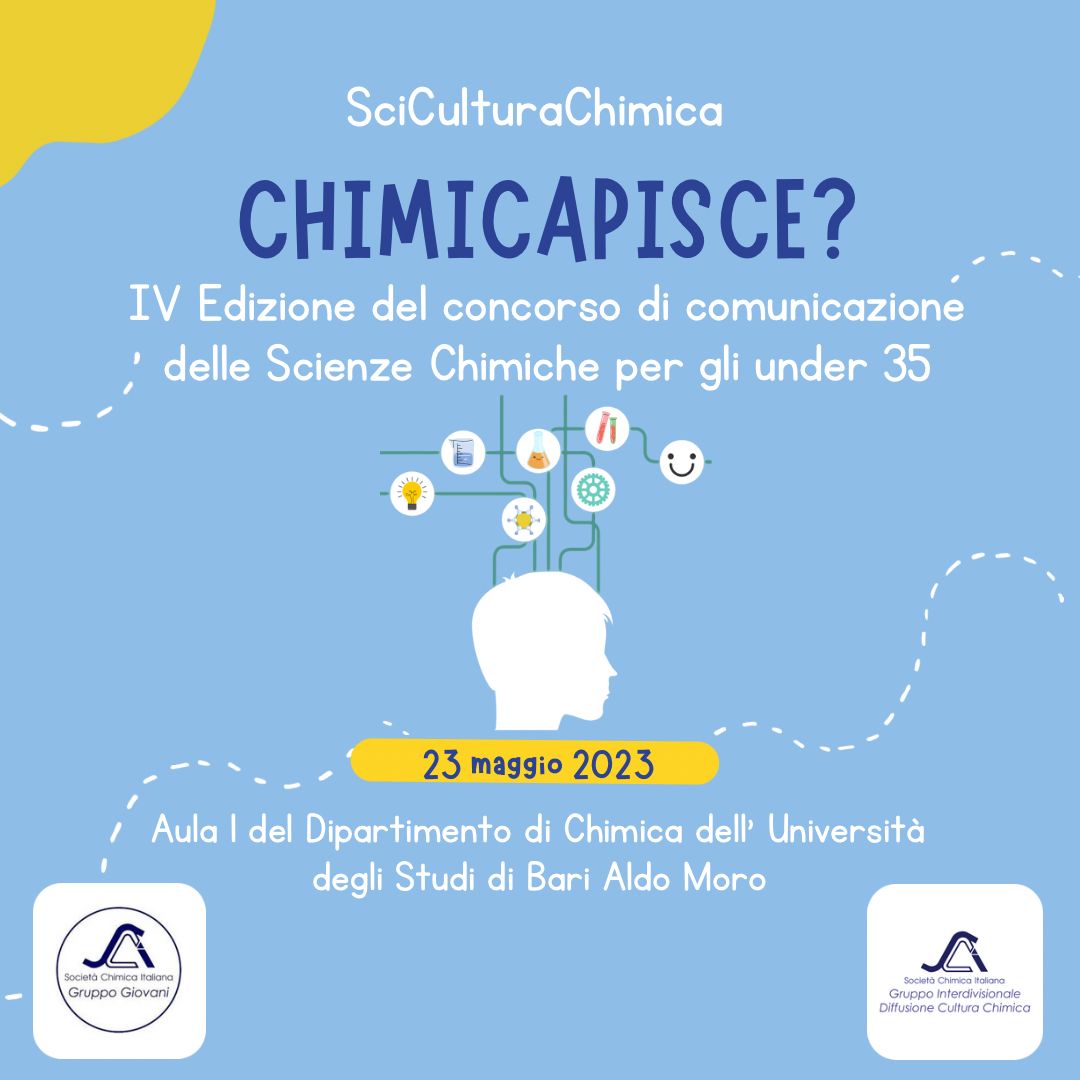 scicultura's tweet photo. Il bando per la IV edizione di “ChiMiCapisce?” é fuori!
👩‍🔬🧑‍🔬Sei studente o ricercatore in Scienze Chimiche?
🫵Hai meno di 35 anni?
🗣️Vuoi mettere alla prova le tue capacità comunicative?
Leggi il bando: https://t.co/nPx6KETBf4... https://t.co/c96hDIgfAi
