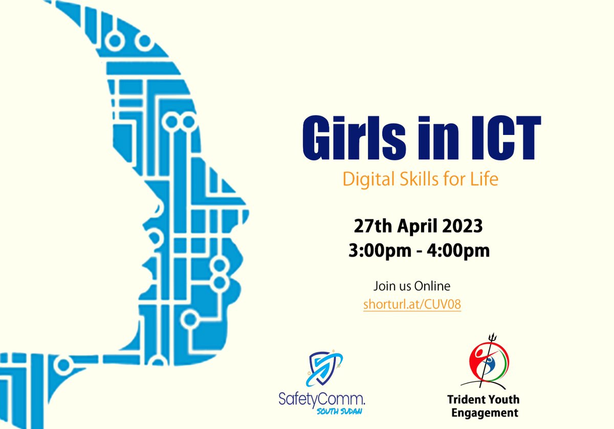 YouthTrident's tweet photo. The #GirlsInICTDay is here as we partner with @SafetyComm_SS  to accelerate Digital Inclusion for Women &amp; Girls in Uganda &amp; South Sudan. Join the discussion at 3:00-4:00PM EAT via Zoom. https://t.co/BFWAwzwl7u #DigitalSkillsforLife #GirlsinICT #ICTs #DigitalTransformation @ITU https://t.co/5EiEgAr6pC