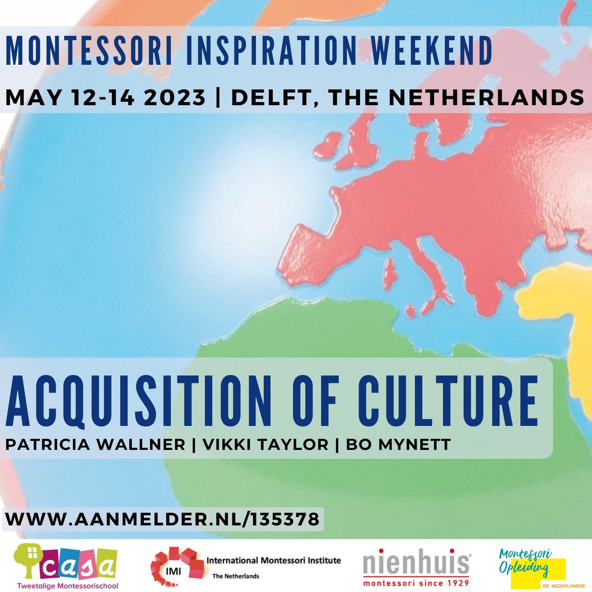 23 days left to register!
Join us in Delft for a weekend all about Culture Education with Montessori trainers Patricia Wallner, Vikki Taylor, and Bo Mynett!
aanmelder.nl/135378
#montessori #montessorieducation #montessoriinspiration #cultureeducation #conference #inspiration