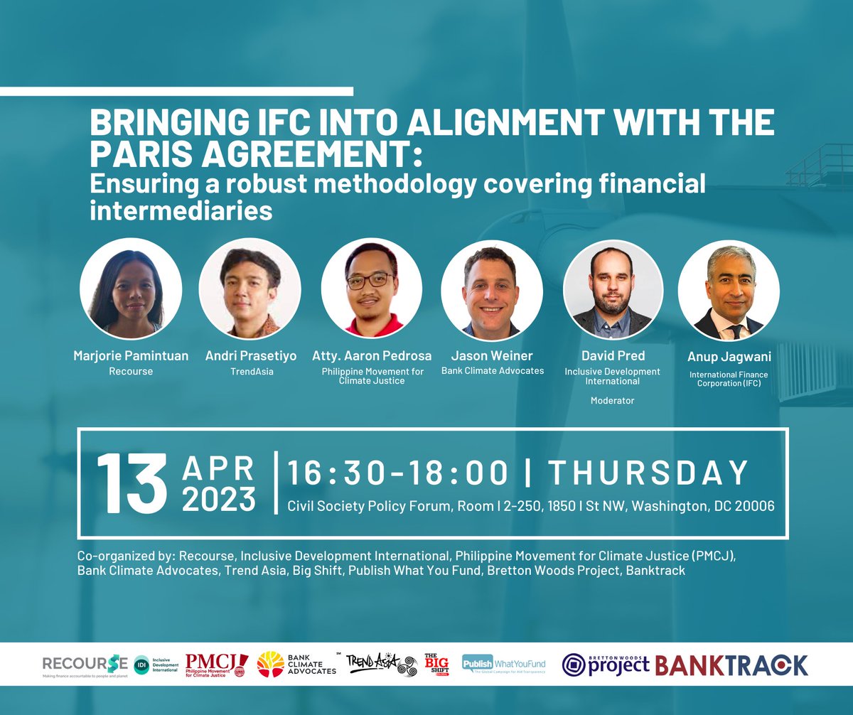 TrendAsia_Org's tweet photo. Tomorrow! 

We will share the stage with an IFC representative, urging them to align its investments with the Paris Agreement, at the “Bringing IFC Into Alignment with the Paris Agreement” Panel.  🌏

For friends outside of DC, watch the discussion live at https://t.co/BgQcYIb1OC https://t.co/w9cxjLRNym