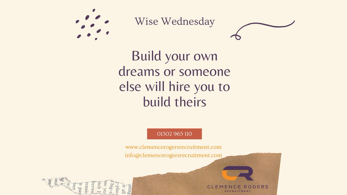 We're half way through the week again!

Our consultants can help you find your dream job just call 01302 965 110 to speak to a us today!

Take a look at our latest vacancies on our website. lnkd.in/eiVgr4jX

#recruiting #recruitment #dreambig #dreamjob #lifeisgood