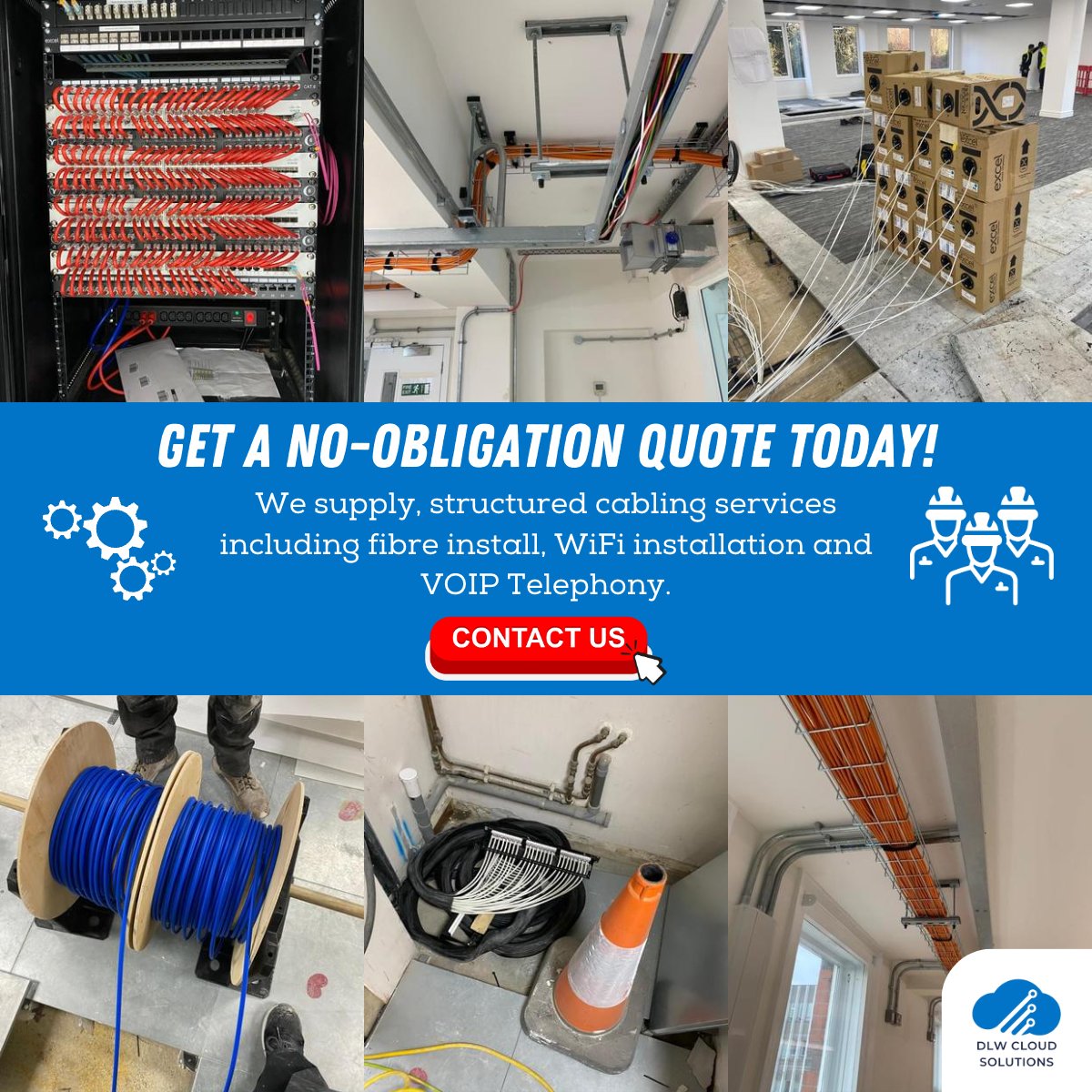 DLWcsLTD's tweet photo. Get a no-obligation quote from our team today!
Simply call 0203 404 4466, or email danny.willams@dlw-cs.co.uk.
We offer:
Structure Cabling
WiFi Installation
VOIP Telephony
and more...
Get in touch today 👆🏻
#dataengineer #wifiinstallation #voiptelephony #cablingsolutions https://t.co/bsNY8cWHXl