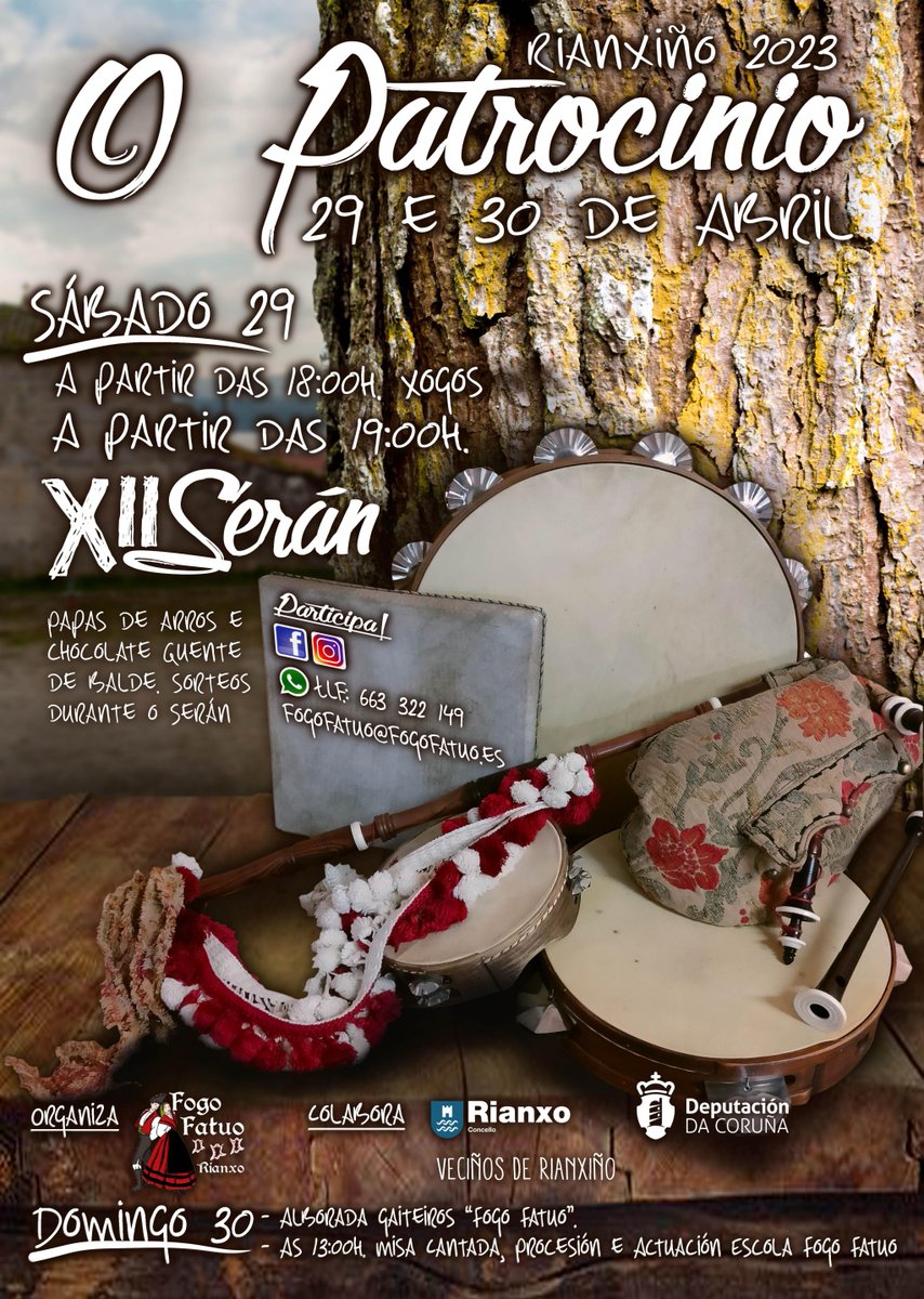 A Asociación Fogo Fatuo de Rianxo, coa colaboración do Concello de Rianxo, a Deputación da Coruña e a veciñanza de Rianxiño, organiza unha fin de semana de festa do Patrocinio, en Rianxiño, onde poderás desfrutar de xogos para todas as idades… concelloderianxo.gal/cultura/-/blog…