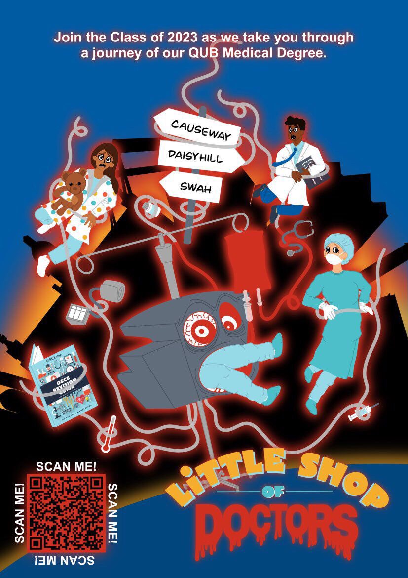 Megsmedicine's tweet photo. ✨ The Final Year Musical ✨ Saturday 29th April @ 7.30pm. Tickets £15 &amp; open to everyone. Proceeds will be going to @SHINEUKCharity and @of_fosc. 📍Mandela Hall, Elmwood One, Belfast https://t.co/DPkSdxHwD3