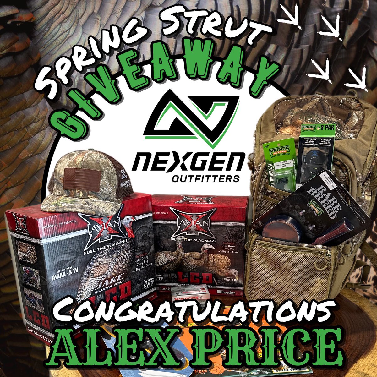 NexgenOutfitter's tweet photo. Thank you everyone that entered our 🦃 𝗡𝗘𝗫𝗚𝗘𝗡 𝗢𝗨𝗧𝗙𝗜𝗧𝗧𝗘𝗥𝗦 𝐒𝐩𝐫𝐢𝐧𝐠 𝐒𝐭𝐫𝐮𝐭 𝐏𝐚𝐜𝐤𝐚𝐠𝐞 𝐆𝐢𝐯𝐞𝐚𝐰𝐚𝐲! 🥁 Drumroll please, let’s announce the winner! 𝗖𝗢𝗡𝗚𝗥𝗔𝗧𝗨𝗟𝗔𝗧𝗜𝗢𝗡𝗦 Alex Price!
#nexgenoutfitters #turkeyhunting #turkeyseason #winnerwinner https://t.co/A23F0Vz8t3