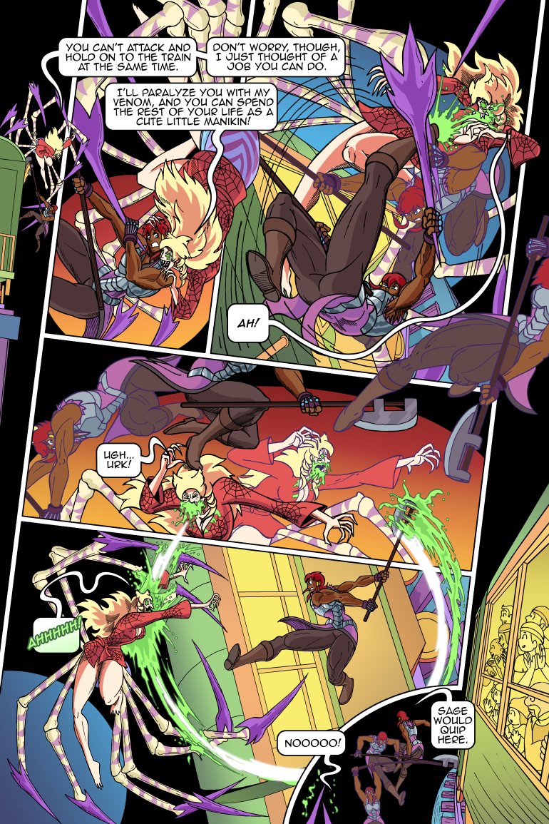 SaffronComic's tweet photo. Hey kids, since Sage isn't here, what quip would YOU make? Quip now at https://t.co/9g9dp9ZyH9! 

#Comics #Webcomics #Spiderforest https://t.co/08EjfPy8c3