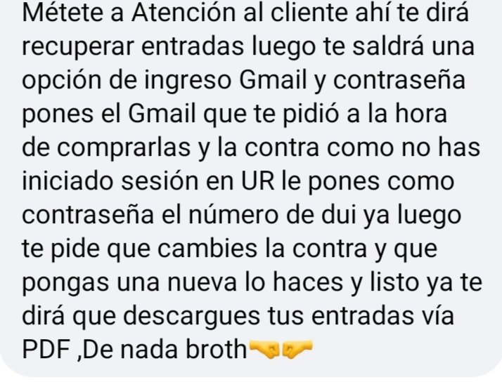 kev7nsanchez's tweet photo. @yosoydale @fmscaribe @urbanroosters Intenta esto a mi me apareció el mismo problema pero con esto logré ver y si me generó mis entradas o si no solo volvete a meter a la página y te sale descargar entradas https://t.co/x40kEklnKc
