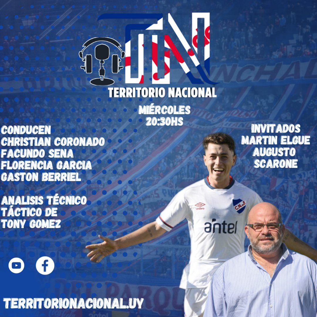 Amigos vuelve Territorio Nacional TV. Te esperamos por territorionacional.uy , por Facebook Watch y por Radio Territorio en #ZenoRadio, Análisis de  <a href="/TonyGomezFutbol/">Tony Gómez / D. T. ⚽Profesional</a> Invitados <a href="/martinelgue/">Martín Elgue #58194</a> y <a href="/Auguscarone/">Augusto Scarone</a> 
Somos una manera diferente de sentir al Bolso 🔵⚪🔴
