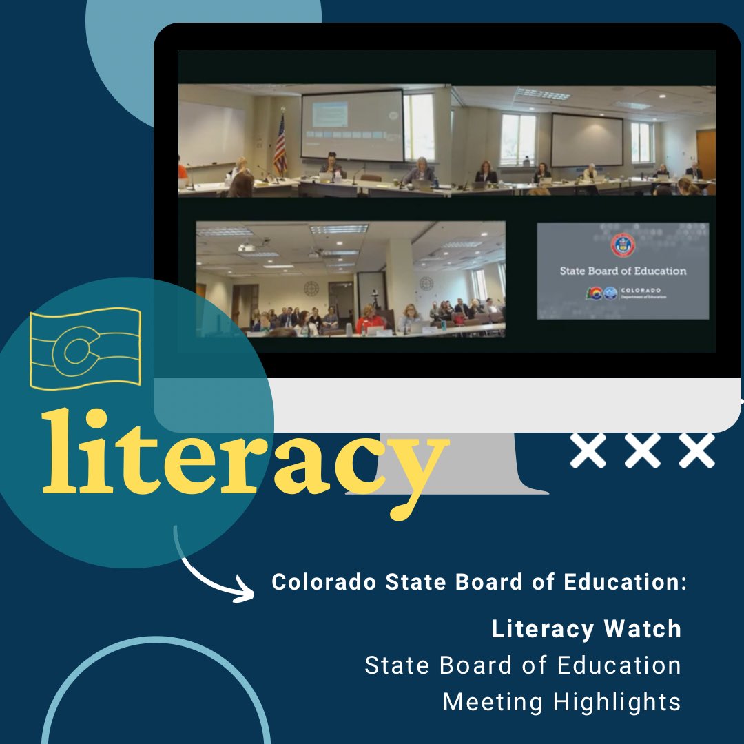 ReadingLeagueCO's tweet photo. CO State Board of Education Meeting - March 2023 Literacy Highlights
March 8, 2023 Mtg. - View Here: https://t.co/z7u60RIPJZ
Agenda (If any related documents, they will be linked to each agenda item.): https://t.co/LHO7dRuSKp
#READingCO #edcolo #coloradoteacher #colorado https://t.co/ACyV7KDwMP