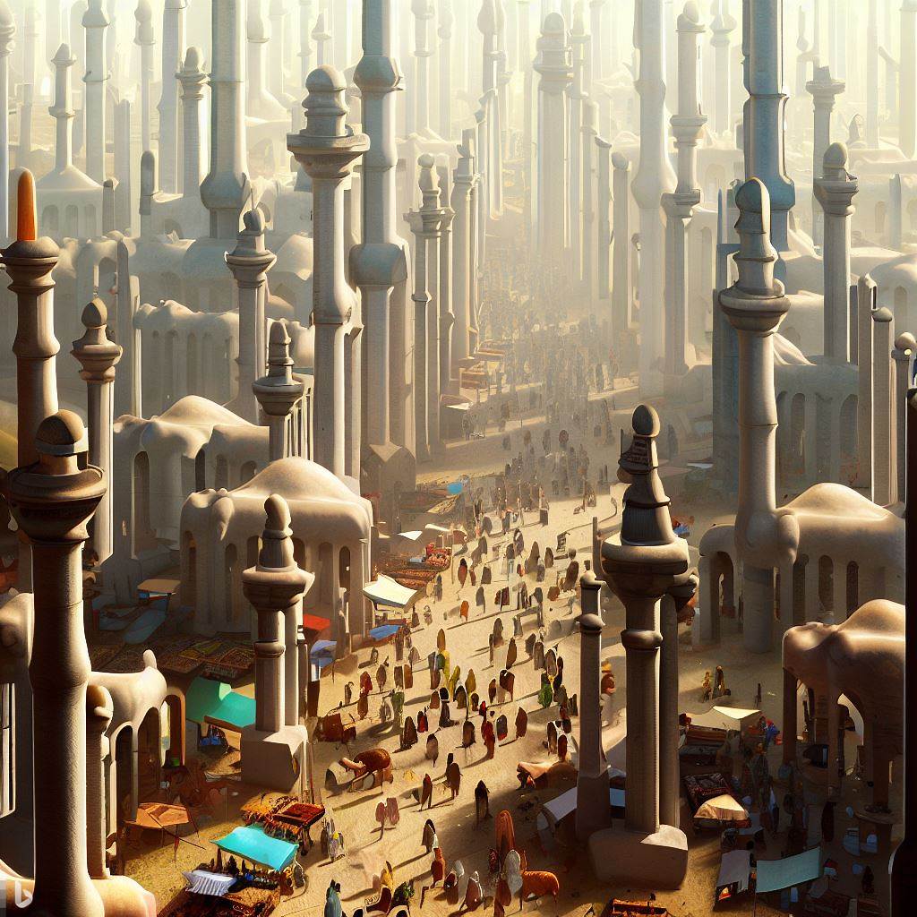 zohaibusman's tweet image. Lost city of Iram or Irum of the Pillars.

Bing AI Image Creator + Powered by DALL·E 2 #AI #aigenerated #aiartwork #LostCityofIrum #iramofthepillars #irum #cityofpillars #lostcity #aad #peopleofaad #atlantisofthesands #dalle2 #dalle2art #bingimagecreator #ChatGpt