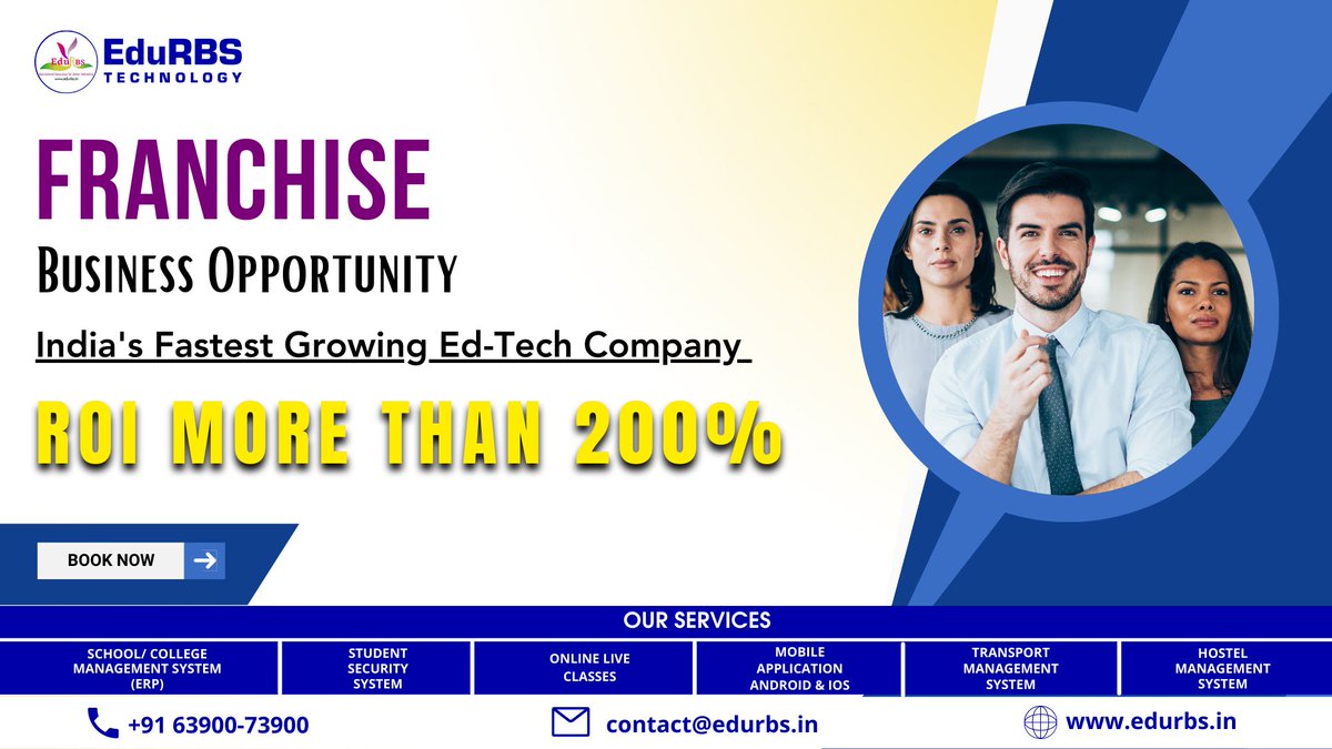 Edurbstech2's tweet photo. Franchise Business Opportunity 

India's Fastest Growing Ed-Tech Company 

Call: +91 63900-73900
Email: contact@edurbs.in 
Website: https://t.co/GKWTk58aKl
#business #businessopportunity #franchisebusiness #highprofitbusiness #startup #software #softwarecomapny #edurbs https://t.co/bh98eDASiw