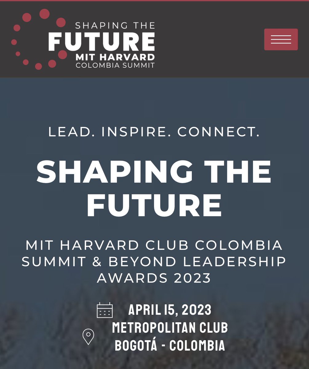 shapingthefuture.com.co @MitHarvardColom temas interesantes, excelentes conferencistas, #networking Me recuerda las Conferencias de Harvard y MIT que comenzamos en Boston con estudiantes en 2012, espacio académico de alto nivel, para diversos temas de impacto para Colombia!