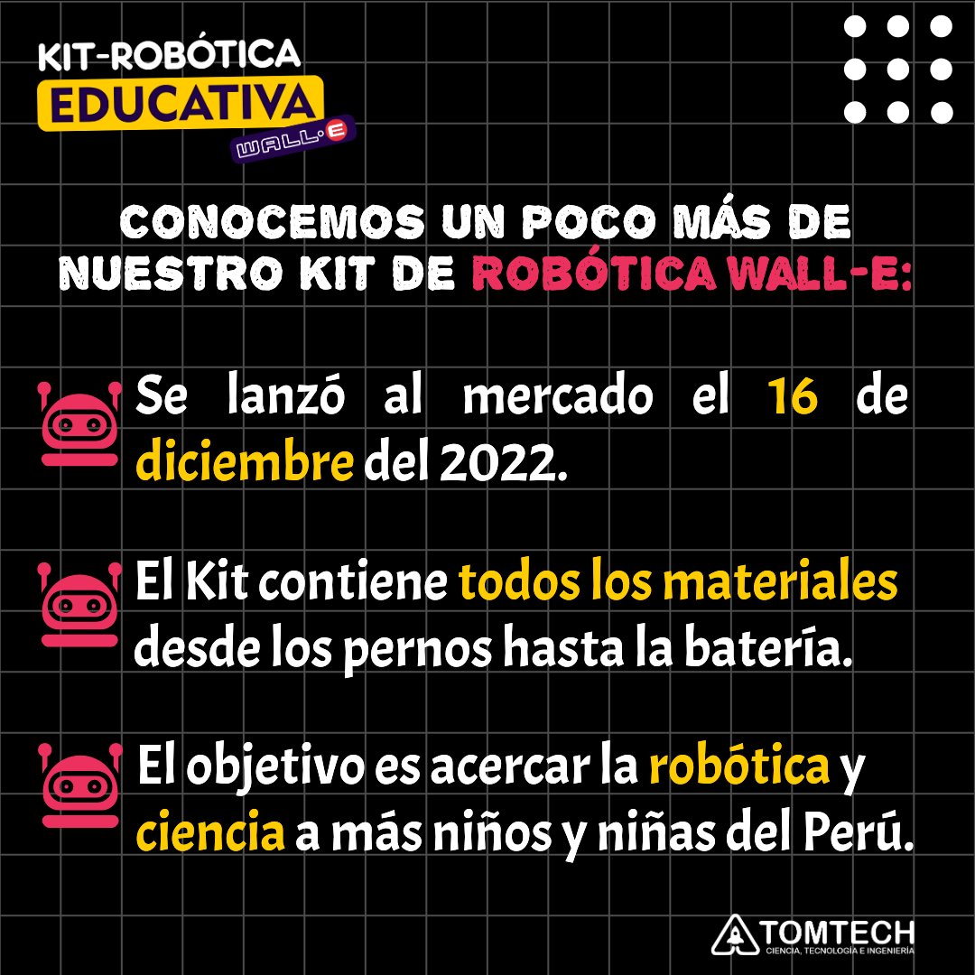 kennermori19's tweet image. 🤓😍Conocemos un poco más sobre nuestro Kit de #Robótica Wall-E. 📷 #atomtech

🤖Puedes ver el video oficial de nuestro kit en nuestra página de facebook o youtube.
- youtube.com/watch?v=Pi-5RW…