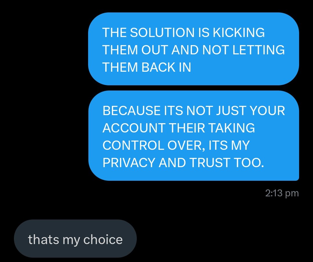 FuriaRex's tweet photo. I tried to reason with them. I got angry with them. But apparently my privacy and trust is their choice. https://t.co/Qfle7hm4z0