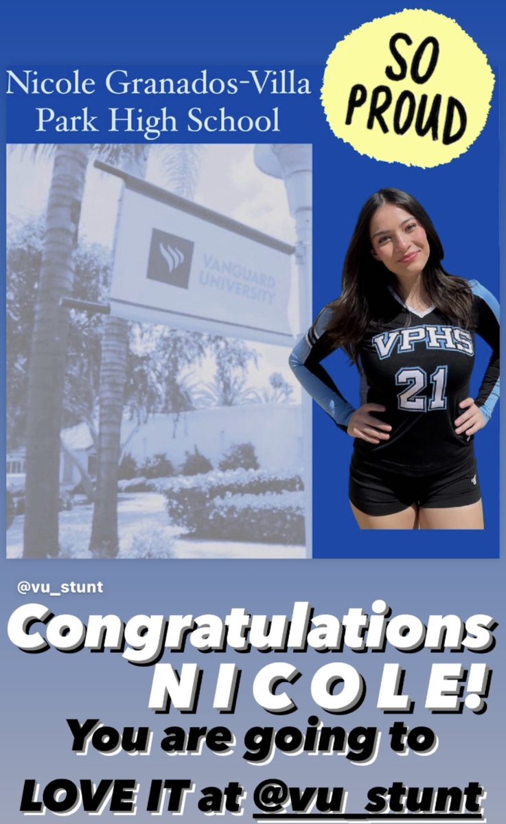 Villa Park Cheer & STUNT (@vphs_cheer) on Twitter photo Congratulations to our Captain, NICOLE! You are going to love being a part of the Vanguard University STUNT Team!
We are so PROUD of you!
<a href="/STUNTtheSport/">STUNT</a> <a href="/VPHSathletics/">Villa Park Athletics</a> <a href="/OrangeUnifiedCA/">Orange Unified SD</a> <a href="/ocvarsity/">ocvarsity</a> <a href="/VPSpartan/">Villa Park High School</a> @VPasb #vpSTUNT Congratulations to our Captain, NICOLE! You are going to love being a part of the Vanguard University STUNT Team!
We are so PROUD of you!
<a href="/STUNTtheSport/">STUNT</a> <a href="/VPHSathletics/">Villa Park Athletics</a> <a href="/OrangeUnifiedCA/">Orange Unified SD</a> <a href="/ocvarsity/">ocvarsity</a> <a href="/VPSpartan/">Villa Park High School</a> @VPasb #vpSTUNT