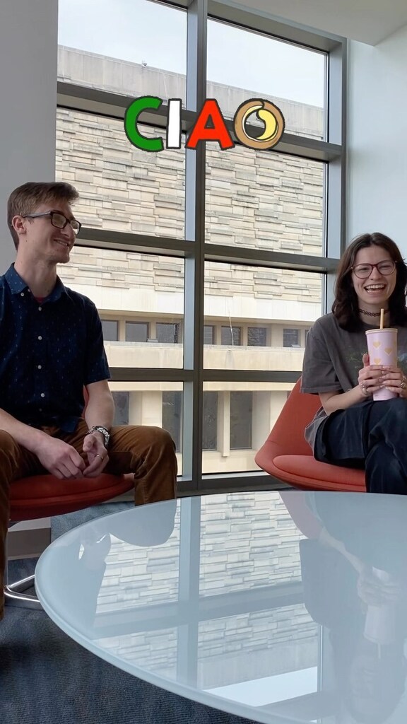 Meet our amazing students Emily and Nathan, who are taking Italian M301 with Nicolò and Alvise 💫Grazie per la chiacchierata! instagr.am/reel/Cq68izZLJ…