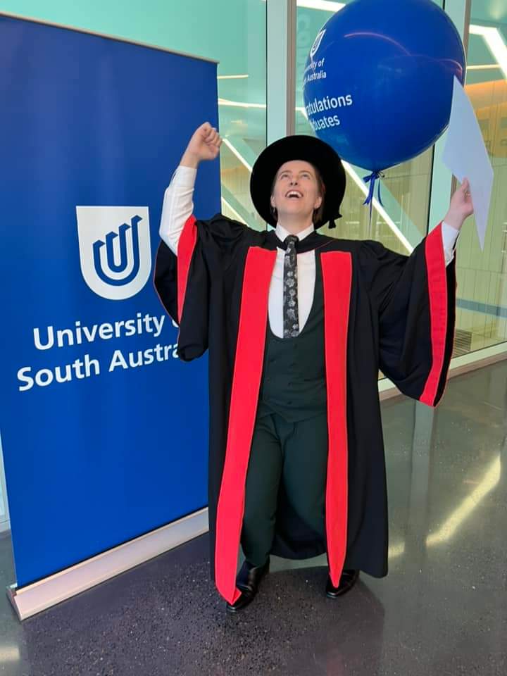 HBSalts's tweet image. Finally got to wear that mushroom bonnet for the @UniversitySA #graduation. Guess it's official that it's #PhDone!
