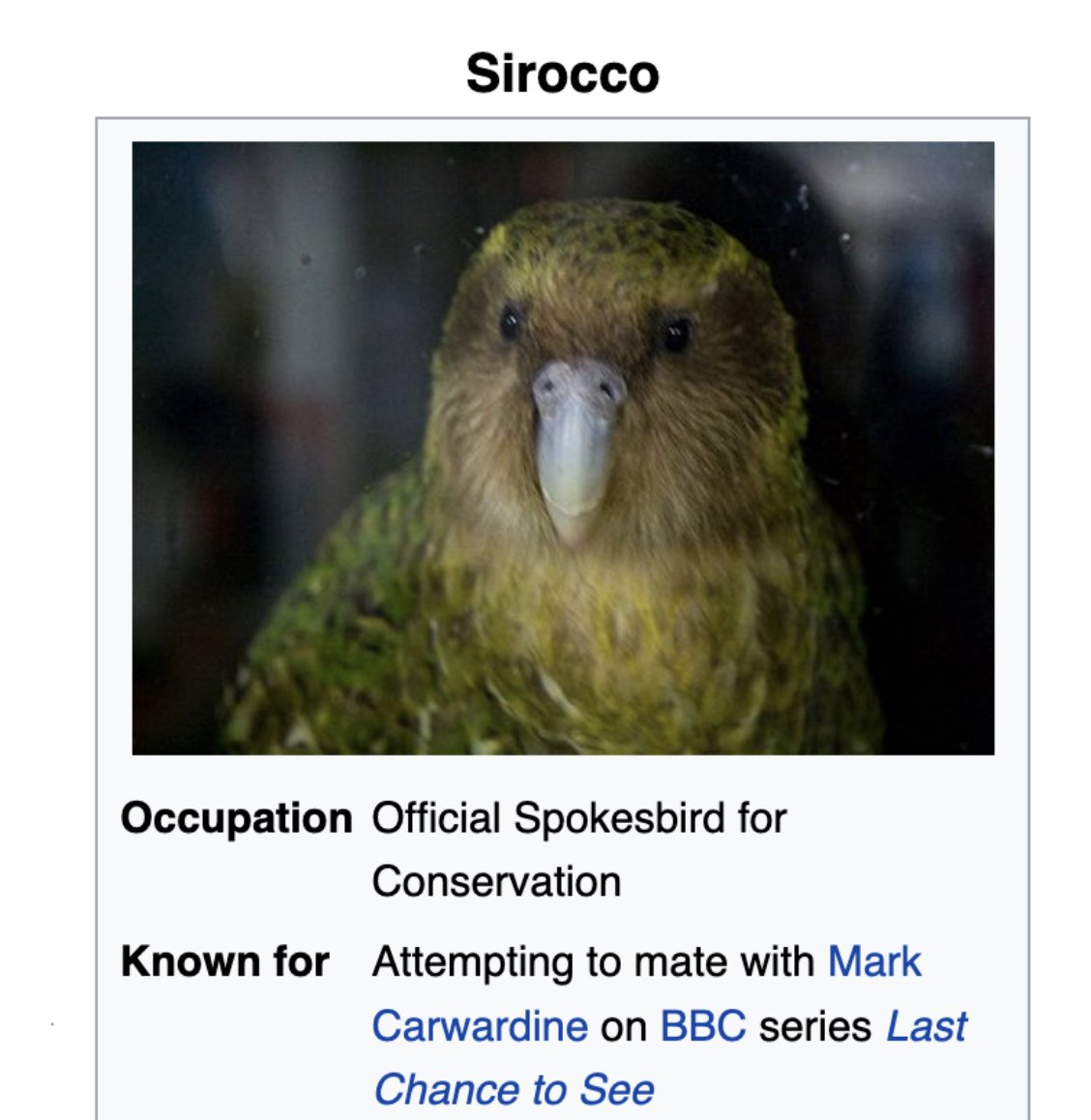depthsofwiki's tweet photo. I LOVE IT WHEN animals have an occupation listed in their wikipedia infobox https://t.co/gzmntGr4w1