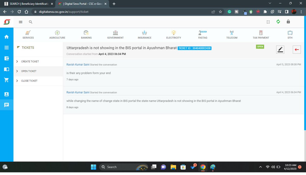 Pulkit_py's tweet photo. @CSCegov_  @myogioffice @PMOIndia 
The state of Uttar Pradesh is not showing up in my PMJAY portal. There is no response on my tickets, and I also call all the toll-free numbers that are provided online but get no response from them. I request that you please provide me a soln https://t.co/1XlJ54BPVa