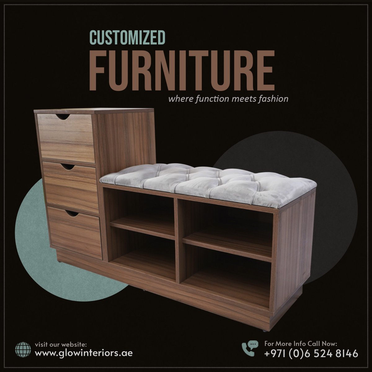 Customized Furniture, Custom Made Furniture

👉 visit us 🌐 glowinteriors.ae
📩 Email - info@glowinteriors.ae
☎️ Call: 0555279330
.
.
#customizedfurniture #furniture #made #moderndesign #customizeddesign #interiordesign #design #bedroom #officefurniture #officespace #uae