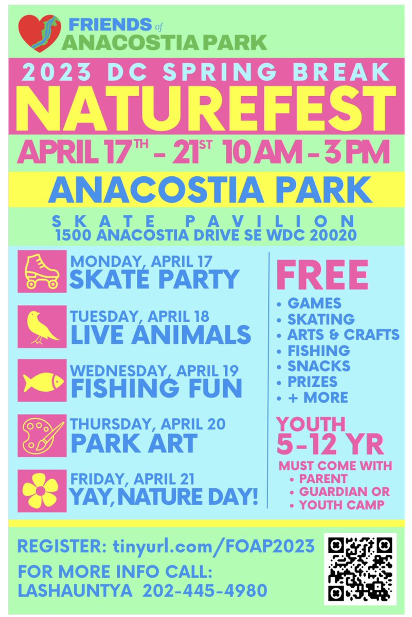 ward8mocrs's tweet photo. 🛼 🎣🐾 🎨🌿 Yep Ward 8s got it all for “Spring Break” 

@AnacostiaPark from April 17 - April 21 (10AM - 3PM) https://t.co/aySBt2c0hn