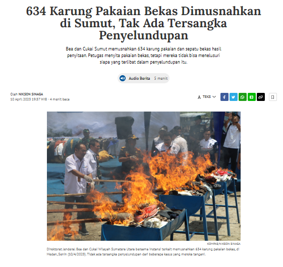 djsojdosod's tweet photo. Hebat. Barbuk ada, tersangka gaada. Trs knp tuh pkaian bekas hrs dimusnahkan? Kan bs dibagi2in ke org miskin? Trs tersangkanya sapa? Cba cek dong jalur penyelundupannya, kan pasti dr laut tuh. Klau dr laut, ya kita bs curiga pda: @BeaCukaiRI Polisi Air @Divhumas_Polri &amp; @_TNIAL_ https://t.co/10Jev9C2sA