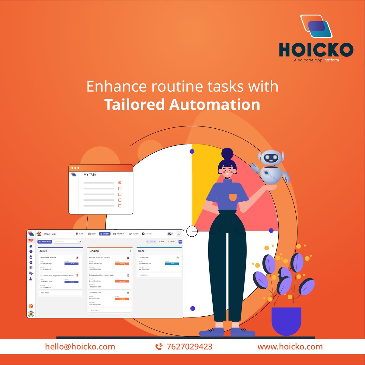 hoicko_official's tweet photo. #Hoicko enhances routine tasks, leaves repetitive work behind and setting up #customizable #automations within minutes. https://t.co/Lnuso8PnJ1
#nocodeapp #projectmanagementsoftware #teammanagementtoolinIndia #Freenocodeapp #tailouredautomation #automation #worktaskmanagementapp https://t.co/GElvjYRJ1T