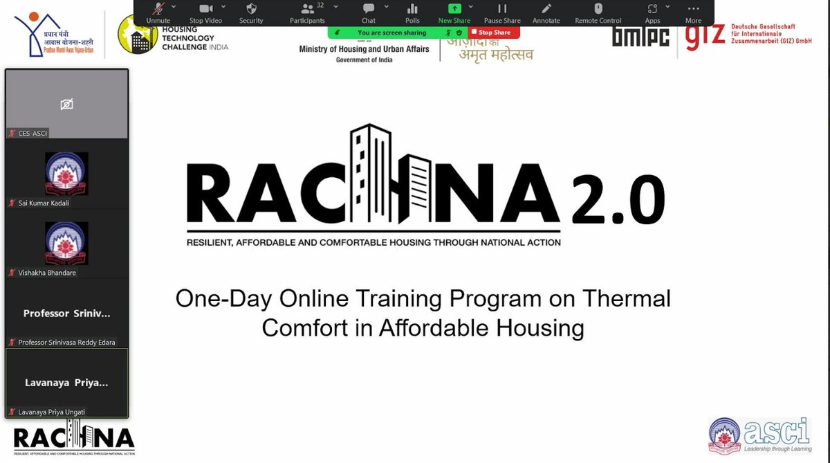 ces_asci's tweet photo. March 24, 2023: Successfully completed one day online training program on Thermal Comfort in Affordable Housing. Participants include professionals from Private &amp; Government, Students and Academicians. https://t.co/O7vZUYfTcD