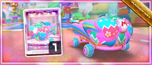 mariokarttourEN's tweet photo. A new driver, kart, and glider debuts all at once in the Spotlight Shop for the second half of the tour in #MarioKartTour! Check out Poochy, a driver that's easy to love. Check out the colorful and cute Bright Girl kart and the Bright Ribbon glider too! https://t.co/jNAI7psgpG