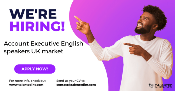TalentedInt's tweet photo. Take a look at one of our latest roles! Account Executive English speakers UK market - #Barcelona. https://t.co/8UDjWSMvEb