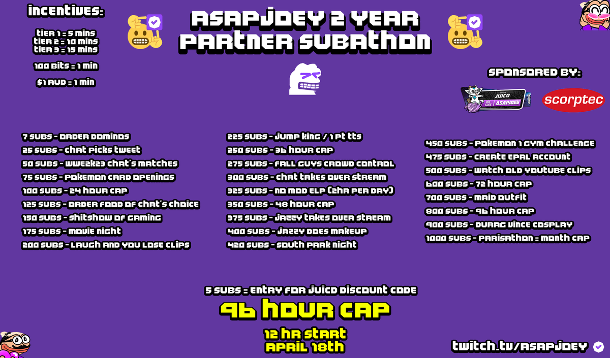 April 18th starting 6pm i'm celebrating my 2 years as a twitch partner! always grateful for my close community to get me here and for me to keep full time streaming.

i'm taking a week break to celebrate a close friend and mod's wedding. hope to see you next week!❤️ <a href="/Twitch_ANZ/">Twitch ANZ</a>
