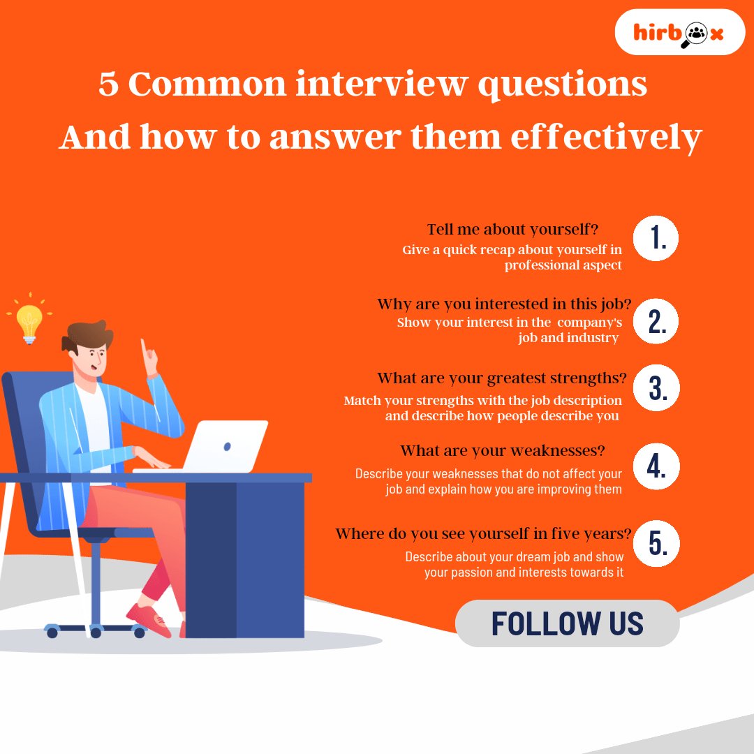 hir_box's tweet image. Master the Art of Interview Success: common interview questions and how to answer confidently!
#JobSeekers #interviewtips #hirbox