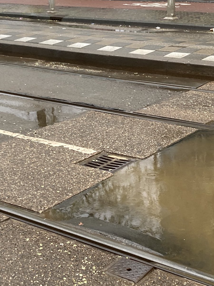 LinekeDammers's tweet photo. Al jaren maak ik melding van de wateroverlast tram halte #Westermarkt De afvoerput niet op het diepste punt van de vijver. Gaat dit aangepakt worden met de #oranjeloper is mijn vraag @webcare020 want dan rijden de trams daar niet meer. https://t.co/bViJHksJLH