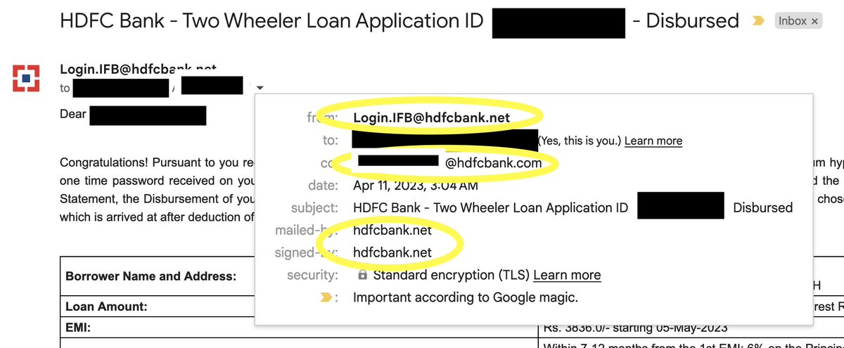 KumarNavaneet20's tweet photo. @HDFC_Bank 

Looks like there is a recent HDFC customer (6L) data breach in Mar 2023. 

Please DO NOT respond on any suspicious email from HDFCBANK even if its coming from genuine domain (https://t.co/B2prybwTLT or https://t.co/zLkX0ghIPR) or HDFC Bank employee is cc'd. https://t.co/KujMtZv1XH